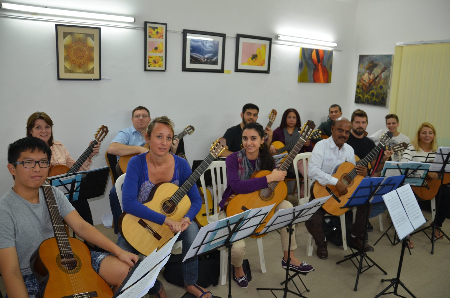 Guitar ensembles, rehearsal at Valentin’s guitar academy Dubai guitar lessons