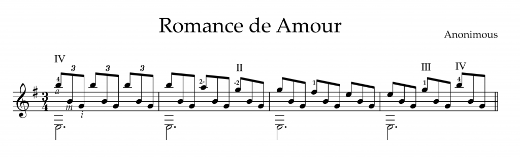 Guitar exercise , part of Romance de Amour